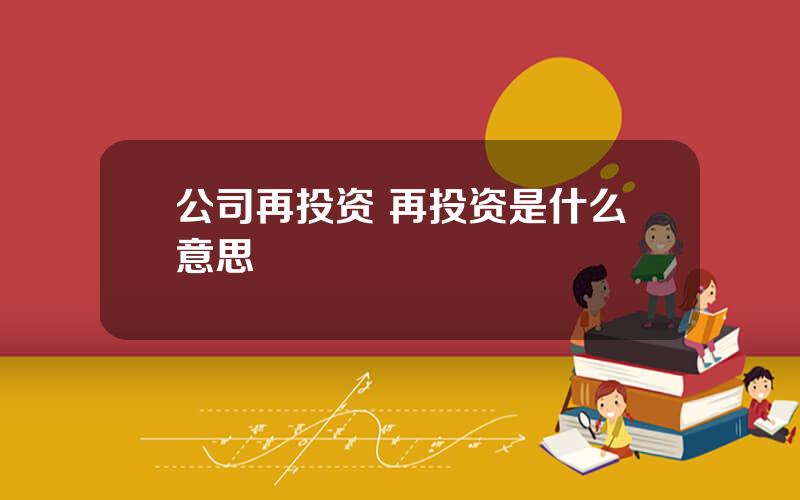 公司再投资 再投资是什么意思